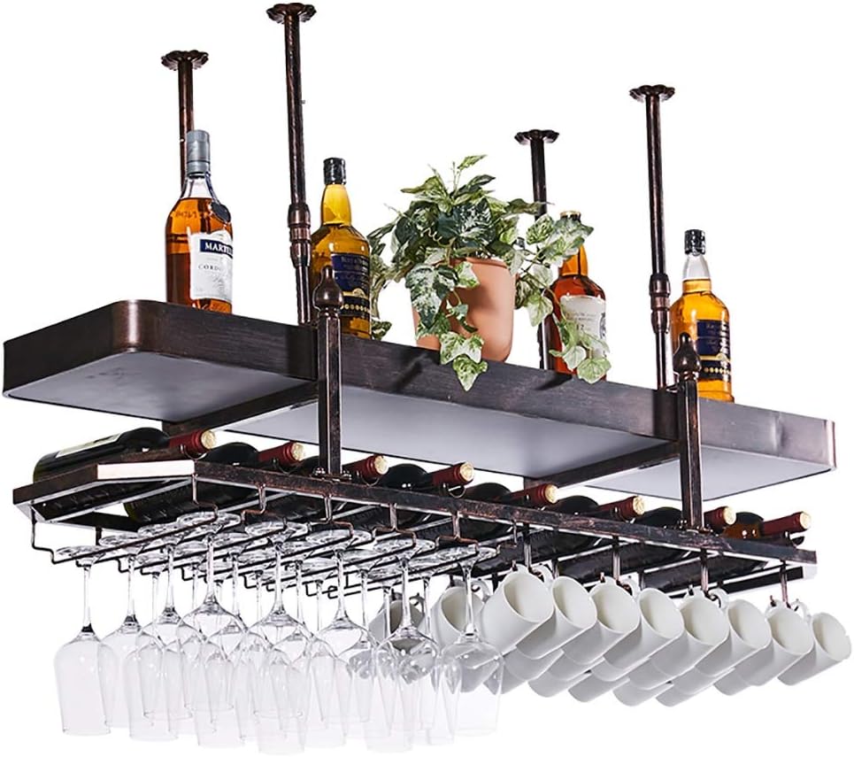 Adjustable Hanging Wine Rack with Light Box Multifunctional Home Decoration for Wine Glasses