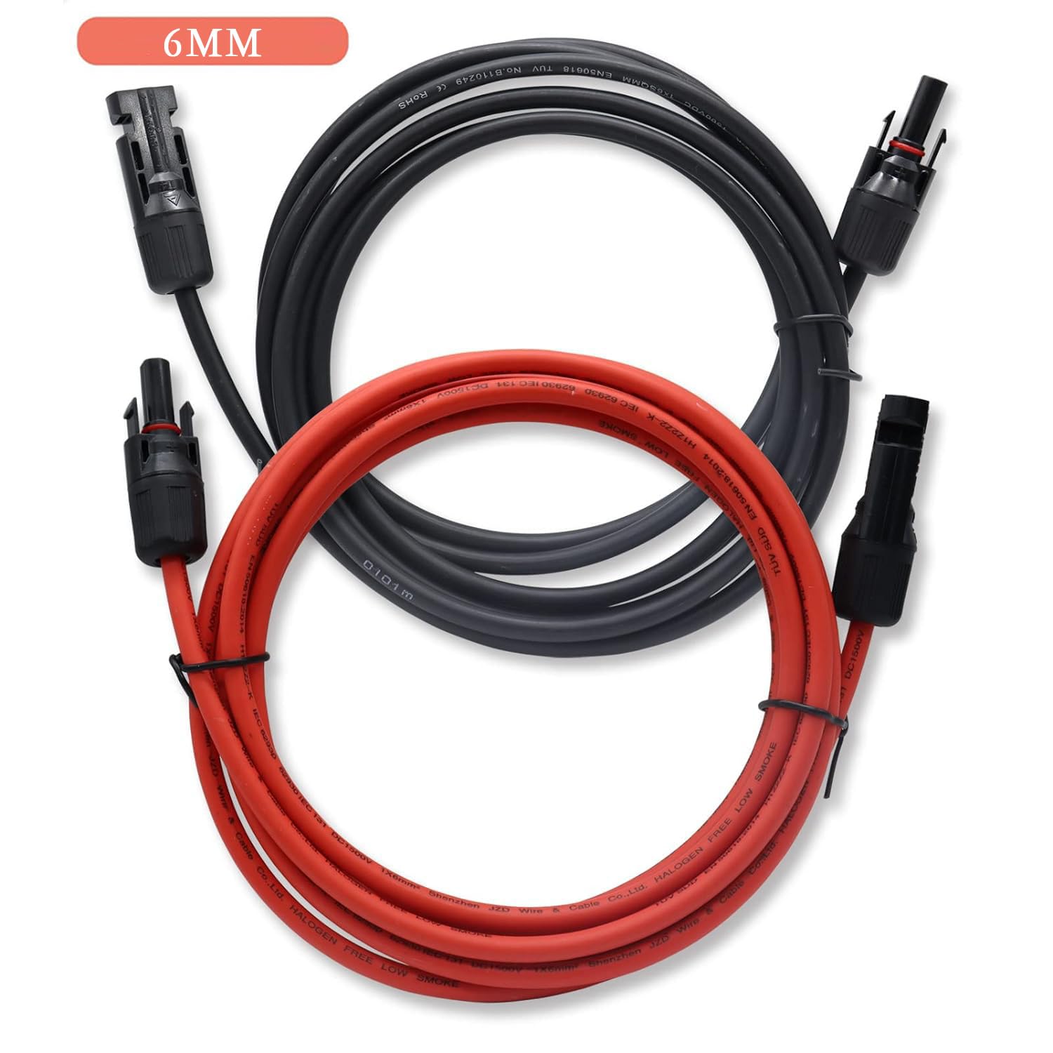 Prolunga per cavo solare da 8 m-6 mm², con spina MC4, CC 1500 V, rosso e nero