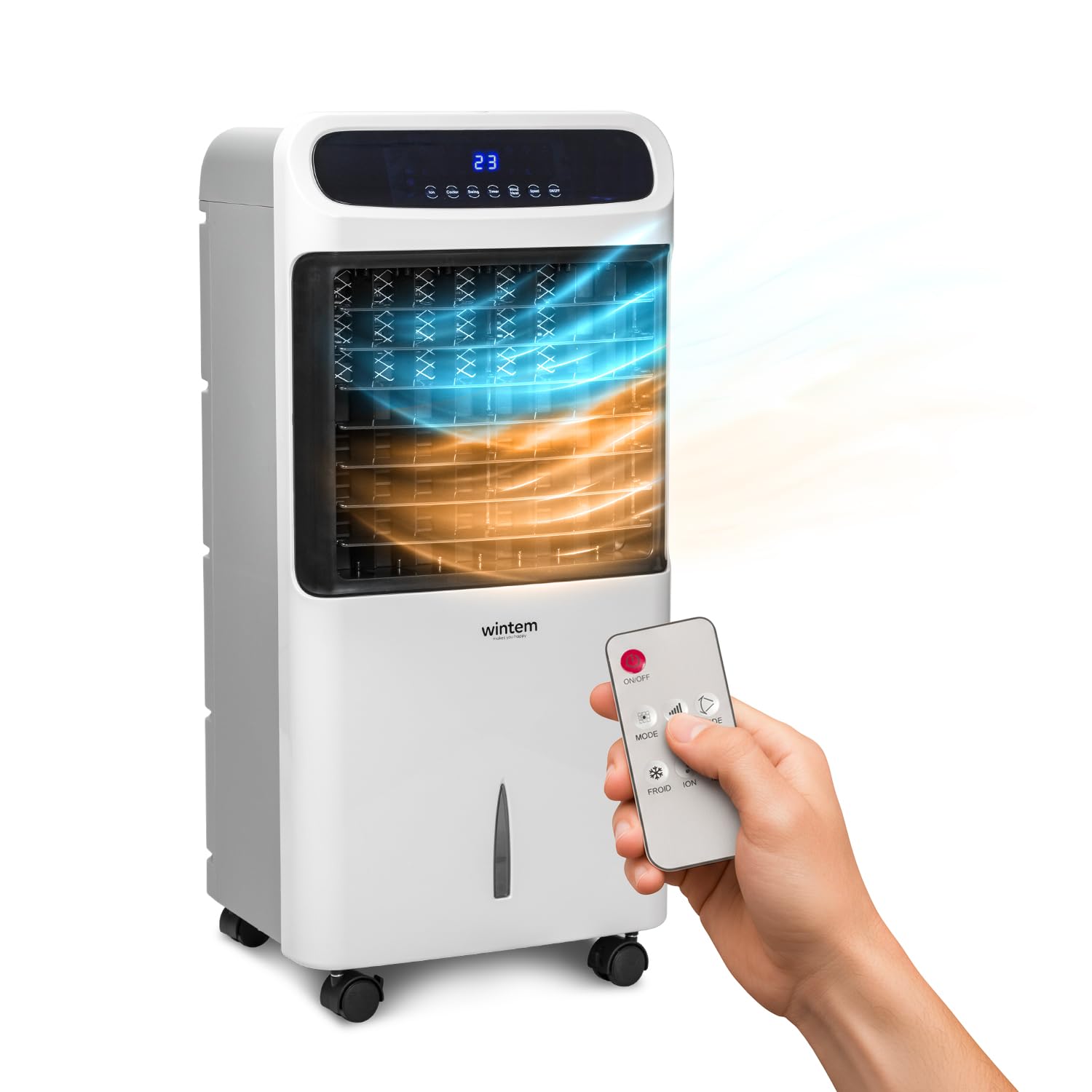 Climatizzatore Portatile 4-in-1 80/2000W: Riscaldamento, Raffreddamento, Umidificatore e Purificatore d'Aria, Facile da Spostare - Ideale per Stanze fino a 80m², 34x38x80 cm