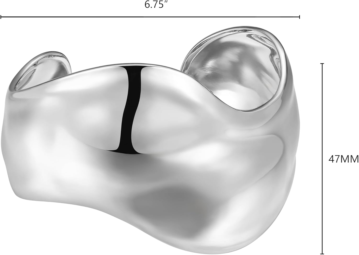 Amazon Essentials (Demi's Pick) Silver Cuff Bracelet for Women - Fine Silver Plated, Chunky Bangle Bracelet - Image 4