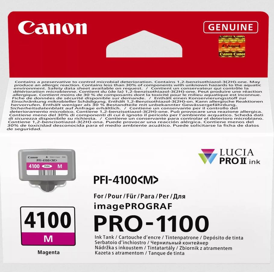 Canon PFI-4100M – Cartouche d’Encre d’Origine pour imprimante Photo (1x Magenta) – Compatible imagePROGRAF PRO-1100