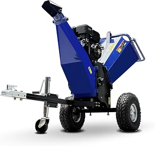 Professional 6-Inch 420cc 15HP Gas Wood Chipper Shredder, Electric Start & Towable with 2-Inch Hitch, Drum Cutting for Heavy-Duty Branch and Yard Waste