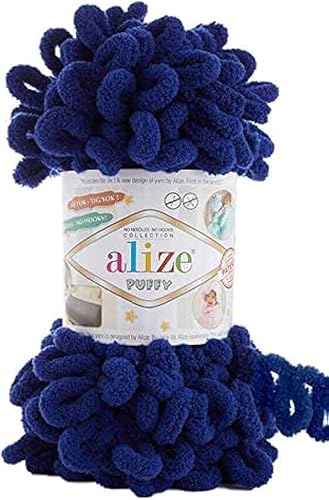 Alize Hilo Puffy en bucle para los dedos, hilo grueso de micropoliéster suave de chenilla para tejer a mano, sin agujas, hilo preenrollado para