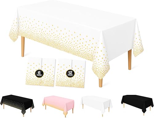 Miniatura 6 de Mantel de plástico desechable de alta calidad para mesas rectangulares de 54 x 108 pulgadas, mantel decorativo para fiestas, cumpleaños, eventos,
