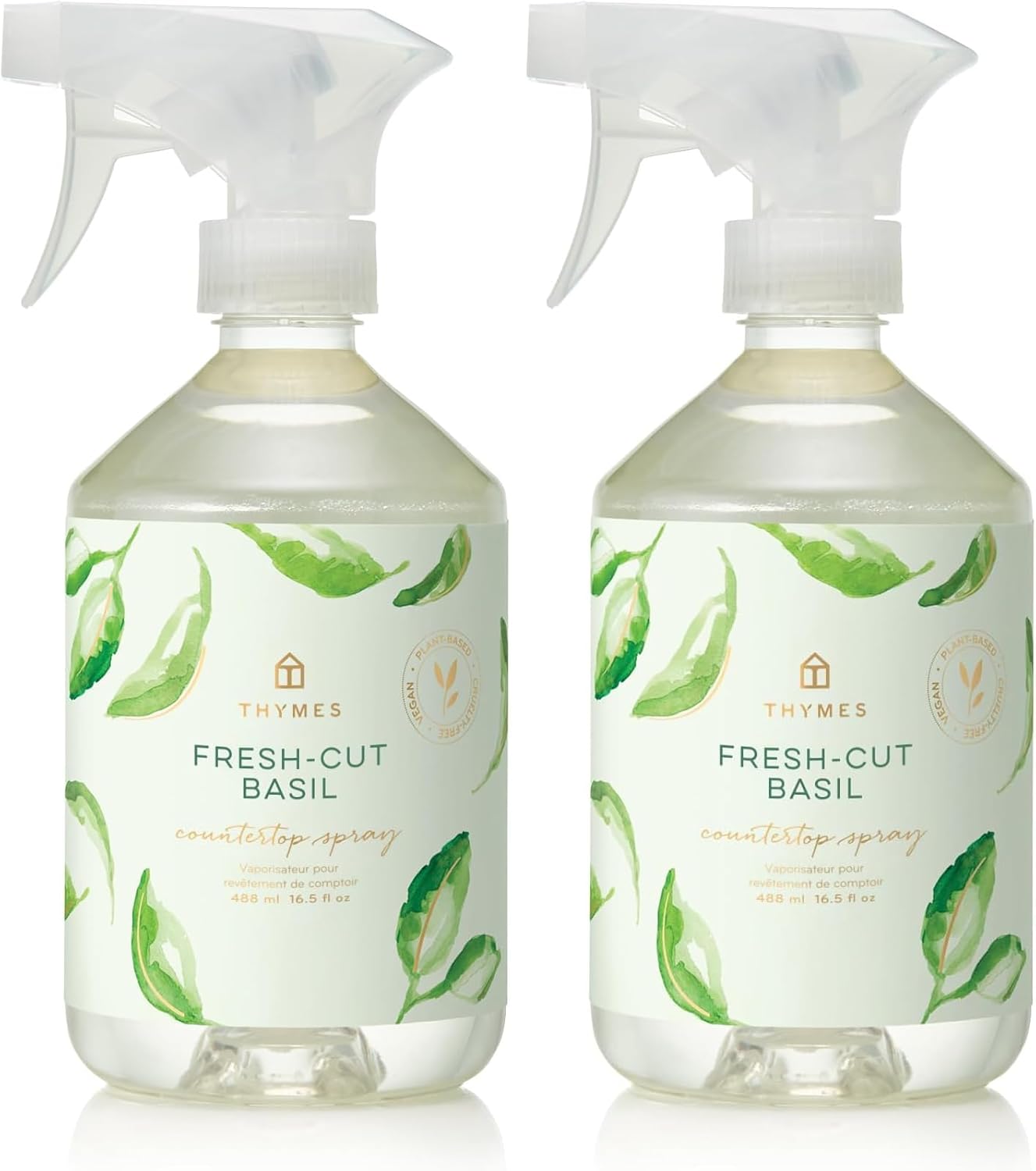 Thymes Countertop Spray - Counter Cleaner Spray - Household Cleaning Supplies (Fresh-Cut Basil, 16.5 fl oz) (Pack of 2)