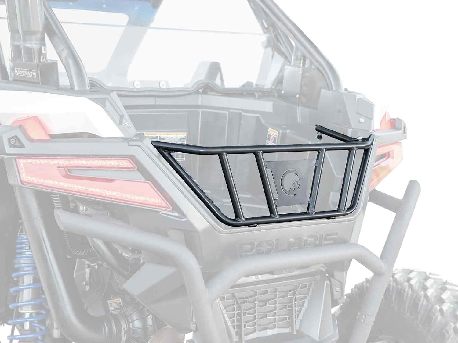SuperATV Heavy Duty Steel Bed Enclosure for 2020+ Polaris RZR PRO XP/XP 4-3/4" Diameter Steel Tubing Cargo Gate | Tailgate Storage for Spare Tire, Cargo, or Other Accessories