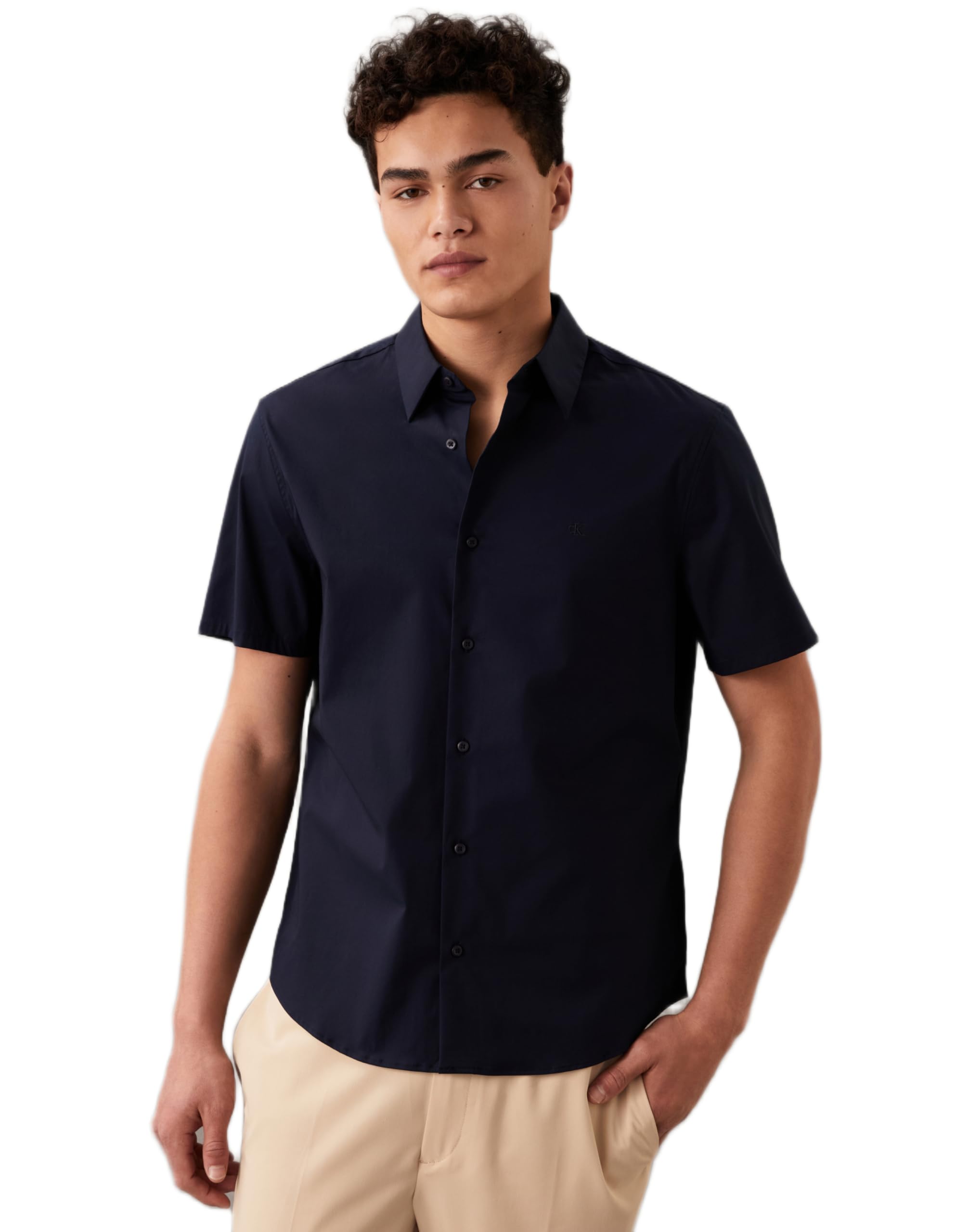Calvin Klein Men's Short Sleeve Solid Stretch Classic Shirt