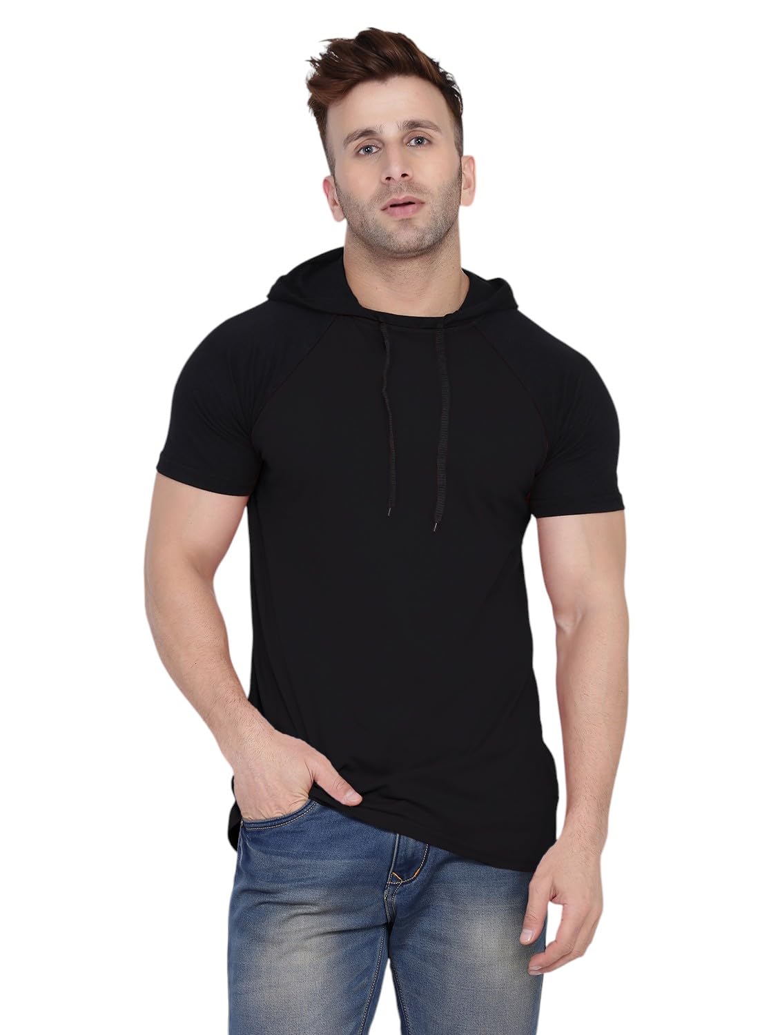 geum Men's Hooded Raglan Sleeve T-Shirt | Casual Athleisure Streetwear Tee-picture-22