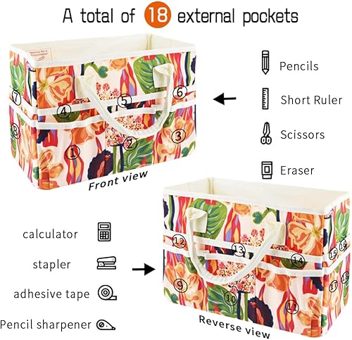 Miniatura 3 de E-WEICHEN Organizador de manualidades, bolsa de almacenamiento de arte con múltiples bolsillos, contenedores de almacenamiento para arte,