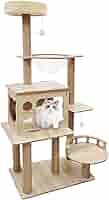 ✨早い者勝ち✨キャットタワー ハンモック 木製 スリムデザイン 大型猫用 老猫 Amazon | CozyMeow キャットタワー ハンモック 木製 スリム
