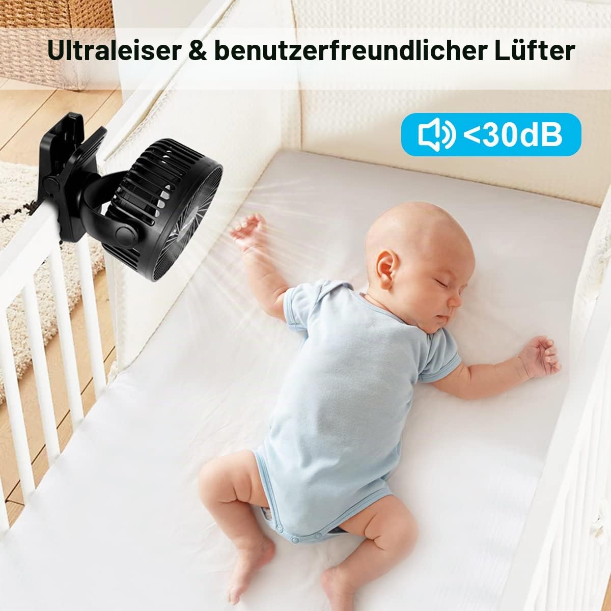 ELZO 12000mAh Camping Ventilator, Wiederaufladbarer Tischventilator USB Mini mit LED Licht, 360° Drehung Leise Fernbedienung