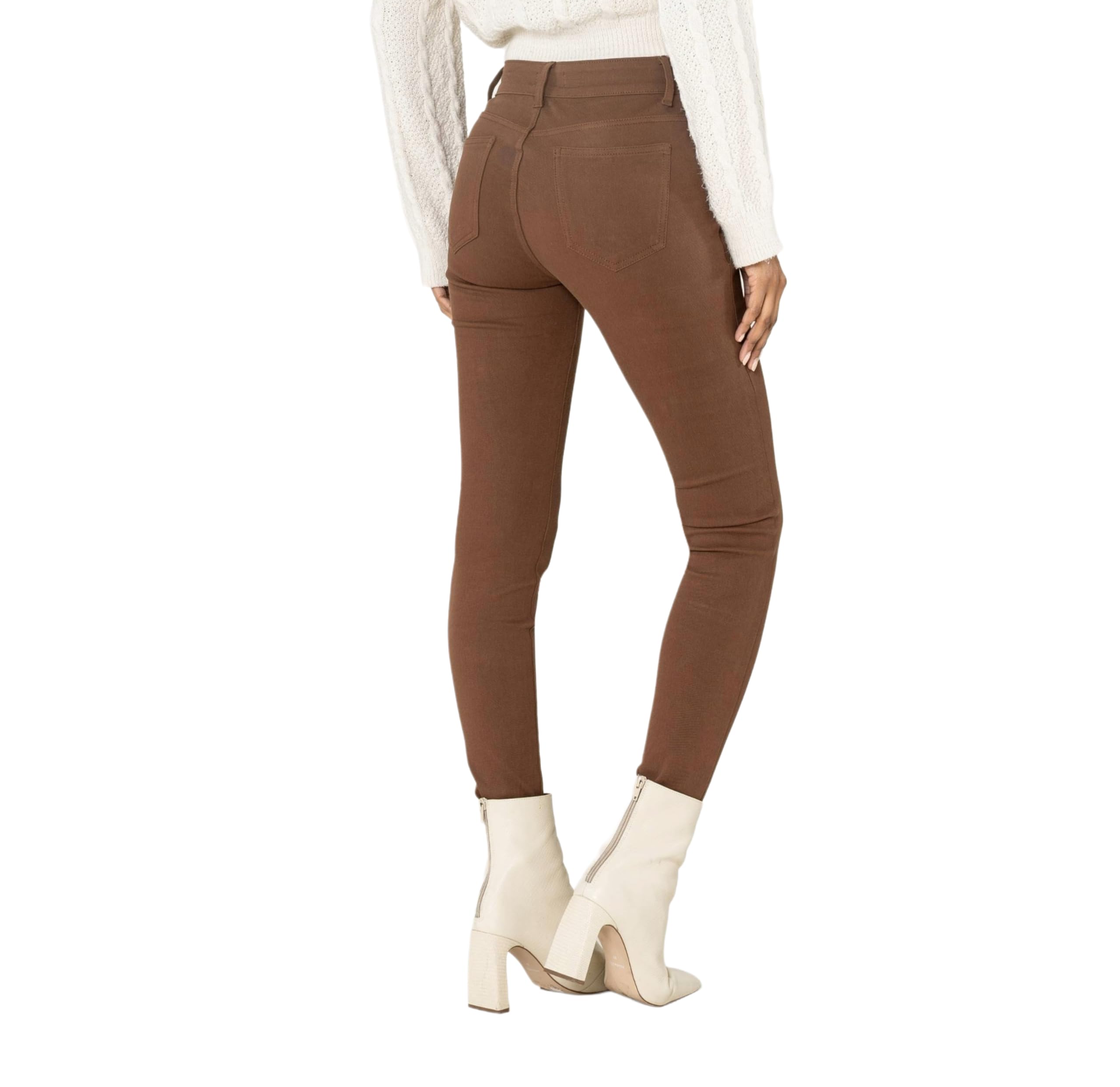 Nina Carter A003 Donna Jeggings Pantaloni elasticizzati a vita alta con zip – Skinny Fit Pantaloni con tasche, attillati, elastici