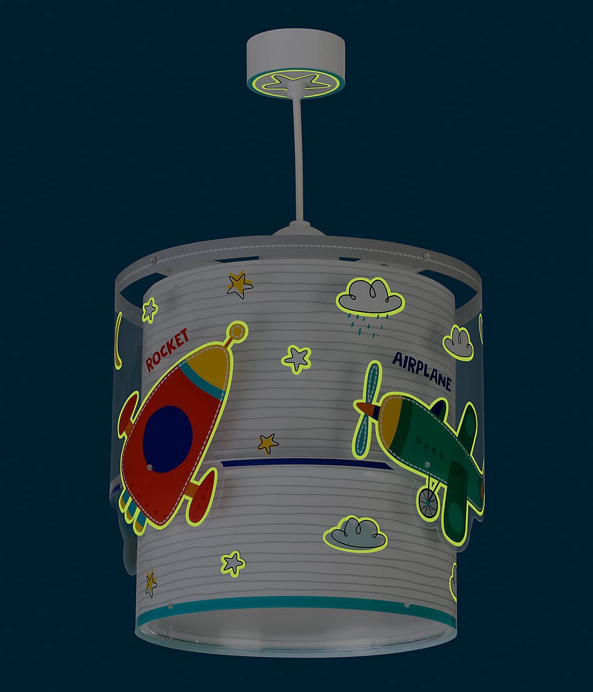 Dalber Lampe kinderzimmer, kinderlampe Pendelleuchte Hängelampe, Deckenleuchte Kinder, Deckenlampe kinderzimmer Baby Travel Autos und Flugzeuge, Bunt, 61682, E27