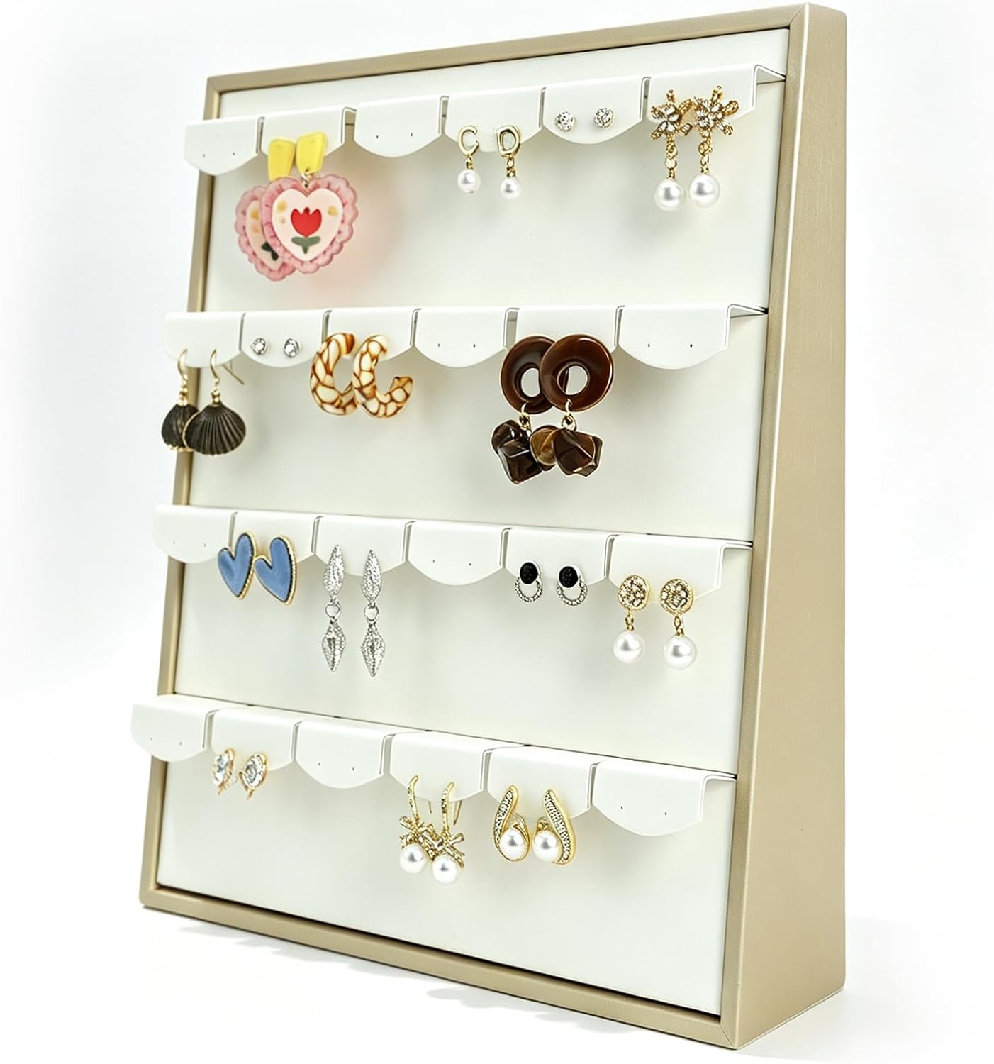 Earring Holder Organizer, PU Leather Earring Display Stand, 4 Layer