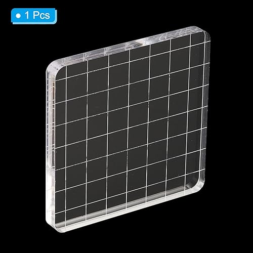 Miniatura 10 de PATIKIL Bloque de sello acrílico de 4 x 4 pulgadas, bloque de estampado transparente con líneas de cuadrícula, bloques de montaje decorativos