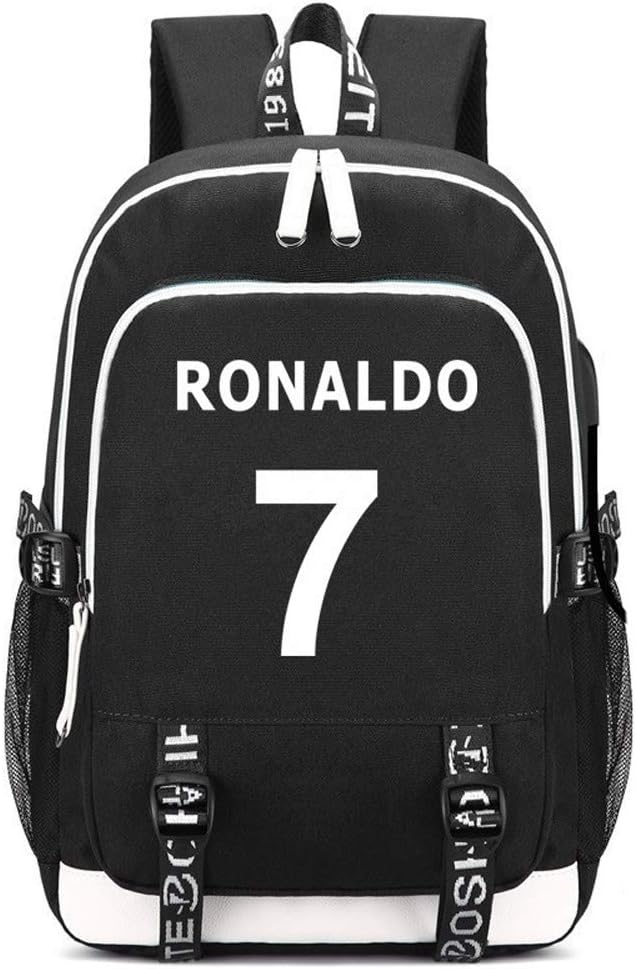 SJYMKYC Ronaldo Backpack Cr7 Juventus School Bags Backpack for Teenager Women Men Daypack Boys Girls School Backpacks (Black)
