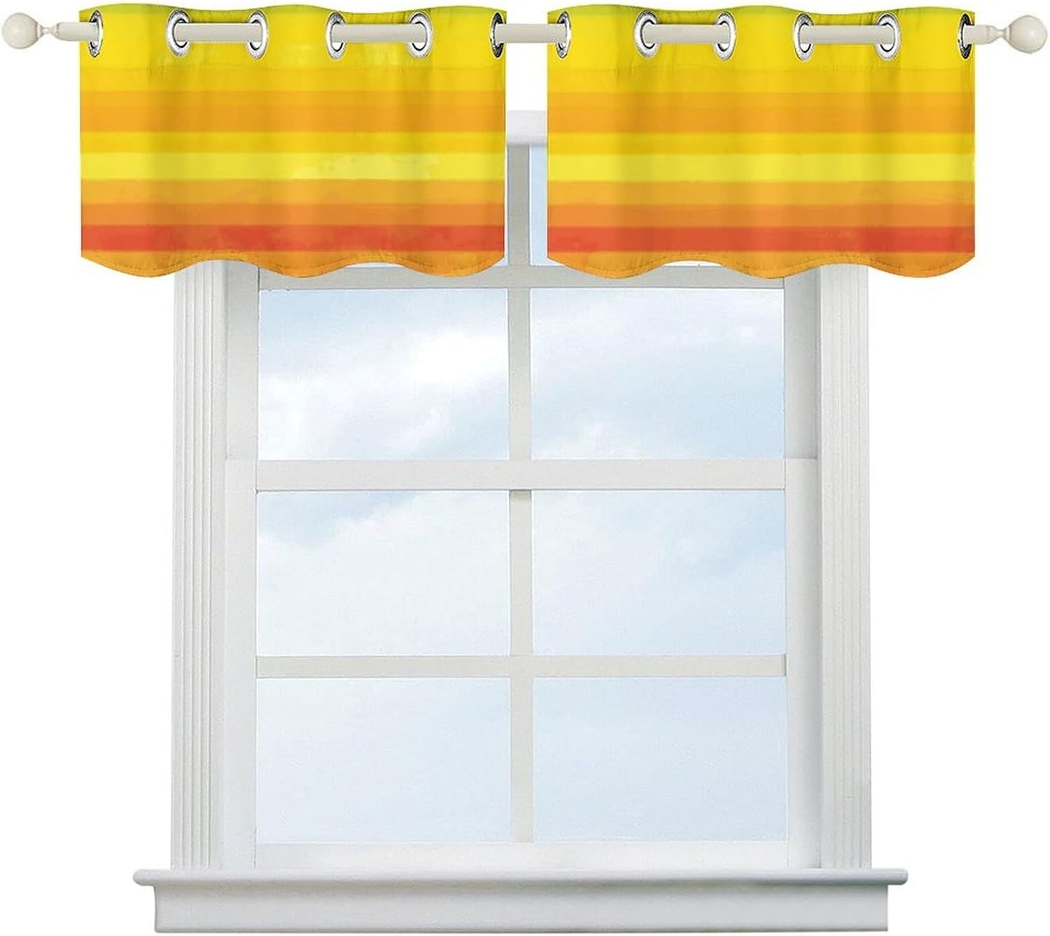 Rainbow Colored Striped Valances for Window 2 Panels. Light Filtering Curtains Farmhouse Short Small Valance.Modern Curtains for Windows Living Room Kitchen Over Sink.