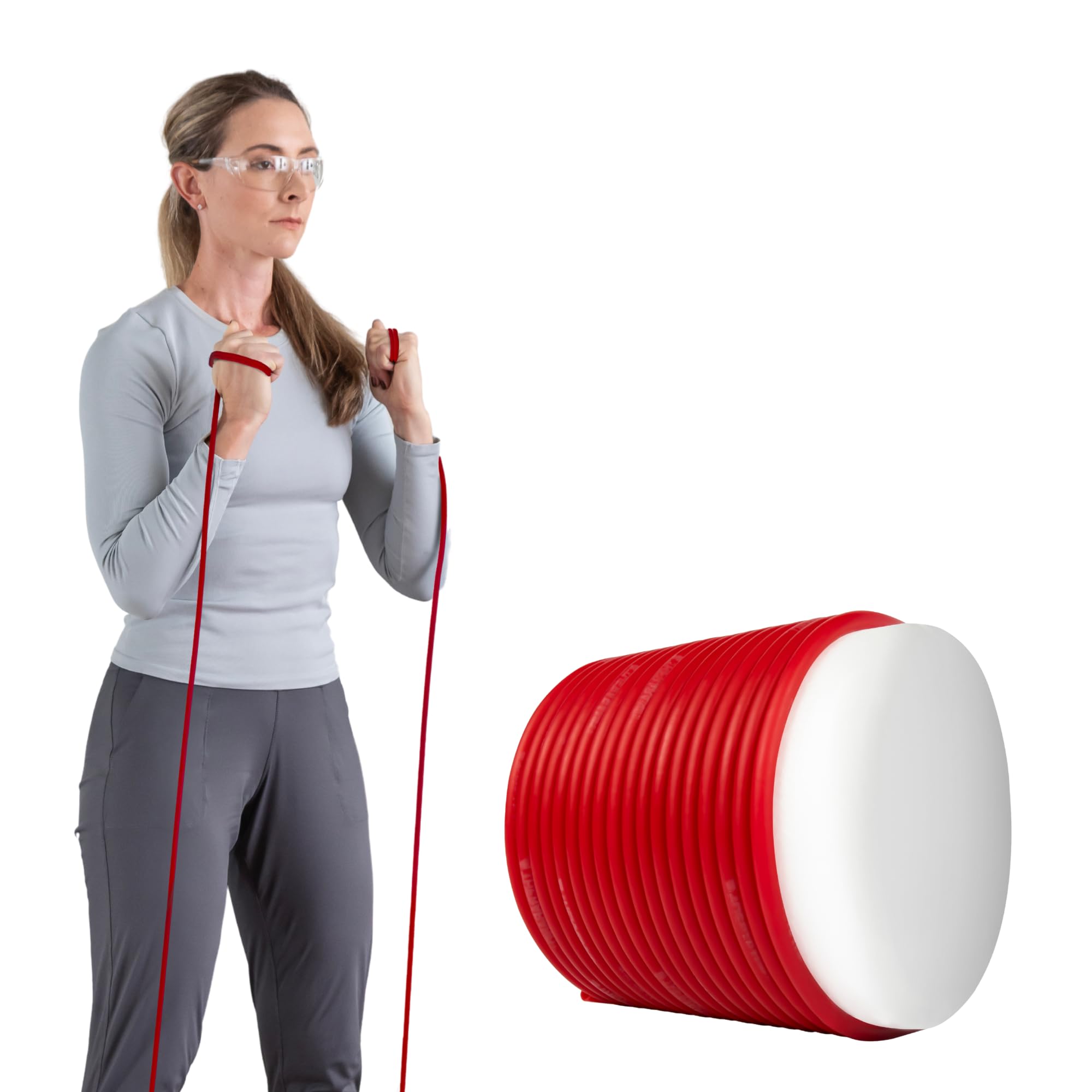 THERABAND Latex Resistance Tubing, Red, Medium Level 2, 25 ft Roll, Professional Grade for Upper and Lower Body Workouts, Cut-to-Length, Color-Coded