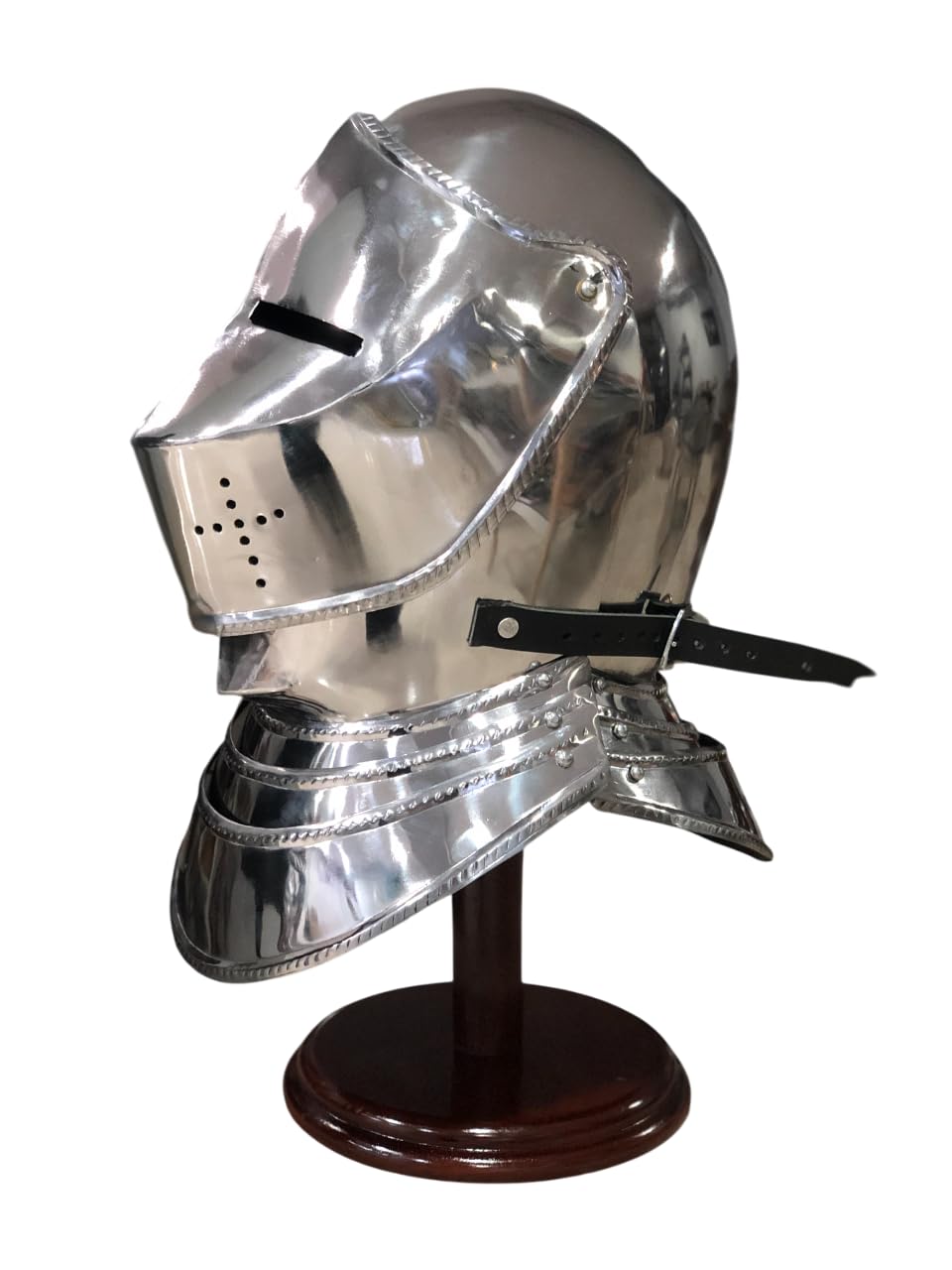 Medieval Closed Knight Armour Helmet European Full Face Cover Combat Bascinets Great Helms with Leather Liner Historical Reenactments Halloween Costume