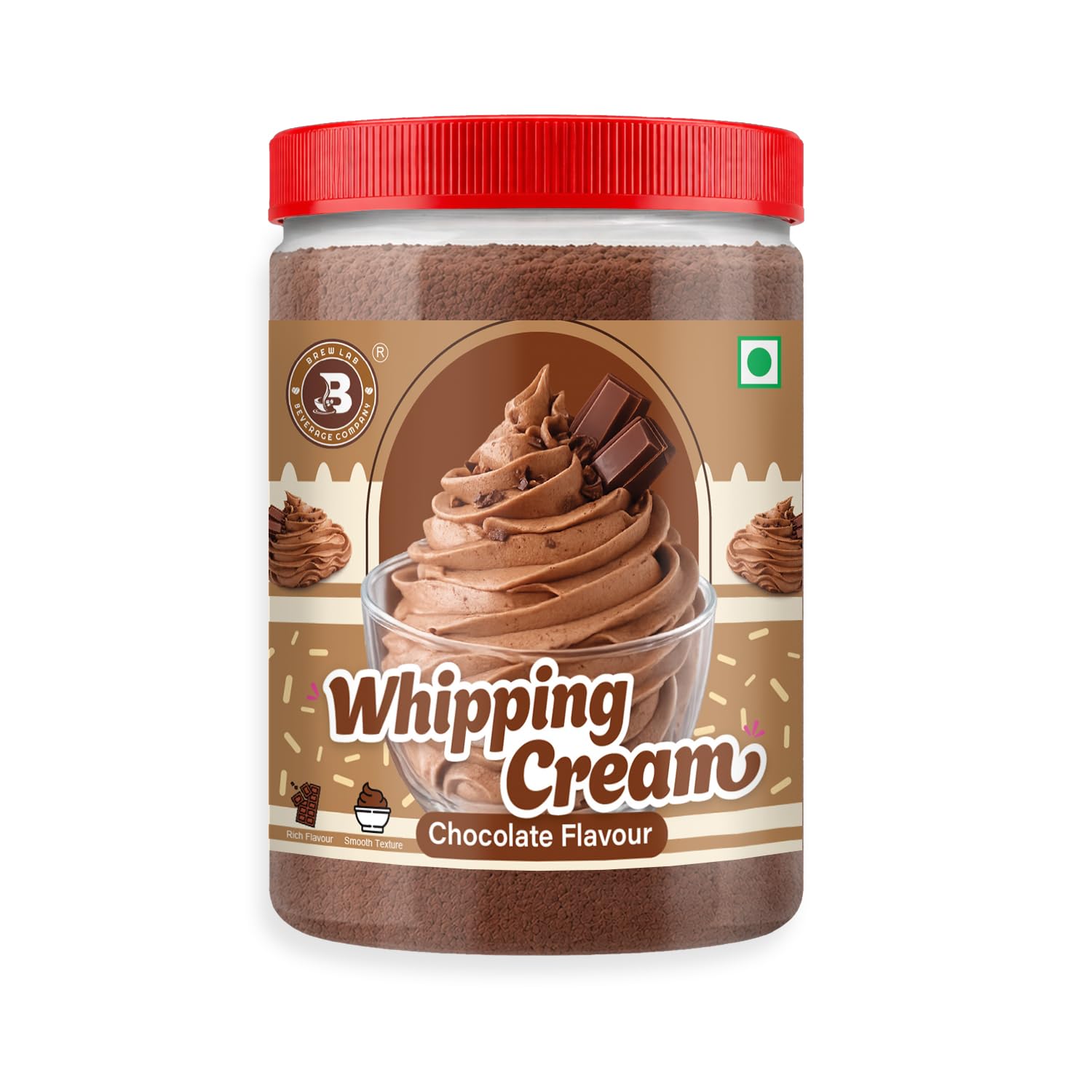Brew Lab Chocolate Flavor Whipping Cream Mix | Smooth Texture for Decorated Cakes, Desserts Topping Powder-100 gram-image-44