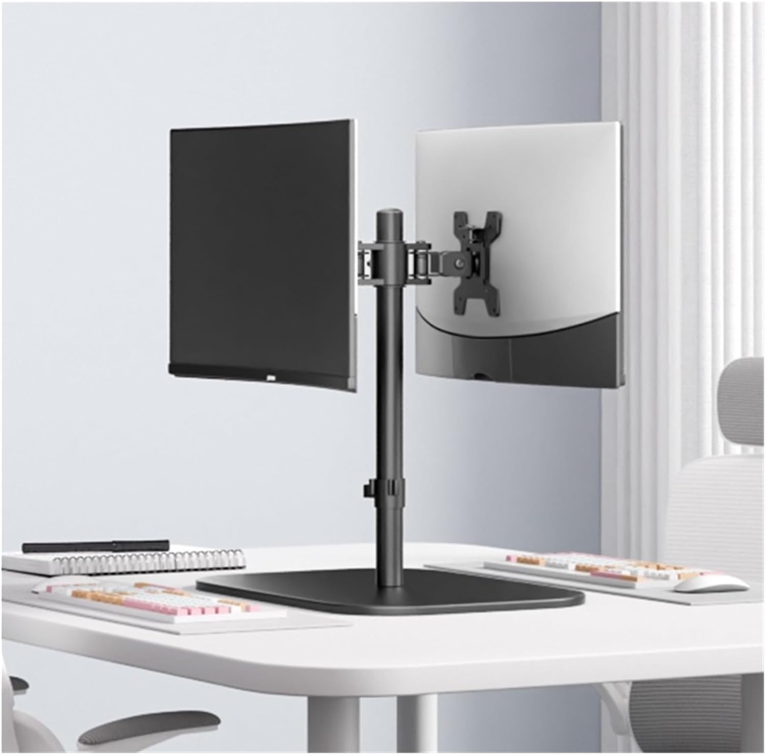 Back-to-back dual-screen monitor stand base cantilever robotic arm computer desktop rotation lift increase one to two(Square base 40cm column)