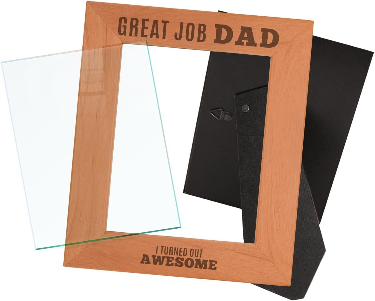 ThisWear Sentimental Photo Frame Great Job Dad I Turned Out Awesome Wood Engraved 8x10 Portrait Picture Frame