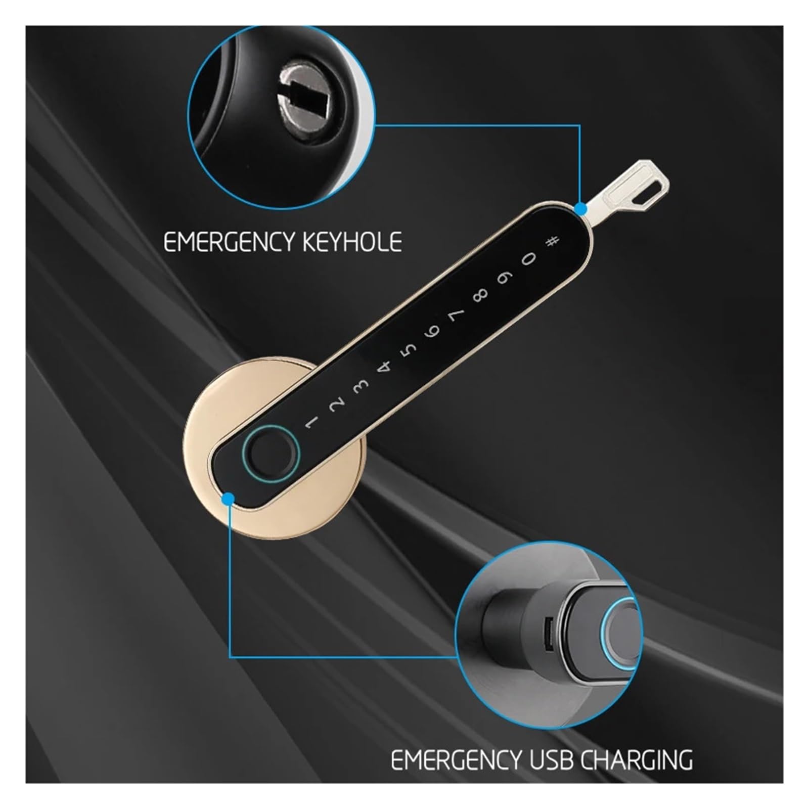 Serratura Smart, TTLOCK Serratura Elettronica Digitale Serratura For Impronte Digitali Password Biometrica Entrata Senza Chiave Maniglie For Porte Intellinti Serratura For La Casa Qualsiasi Porta ,Sma