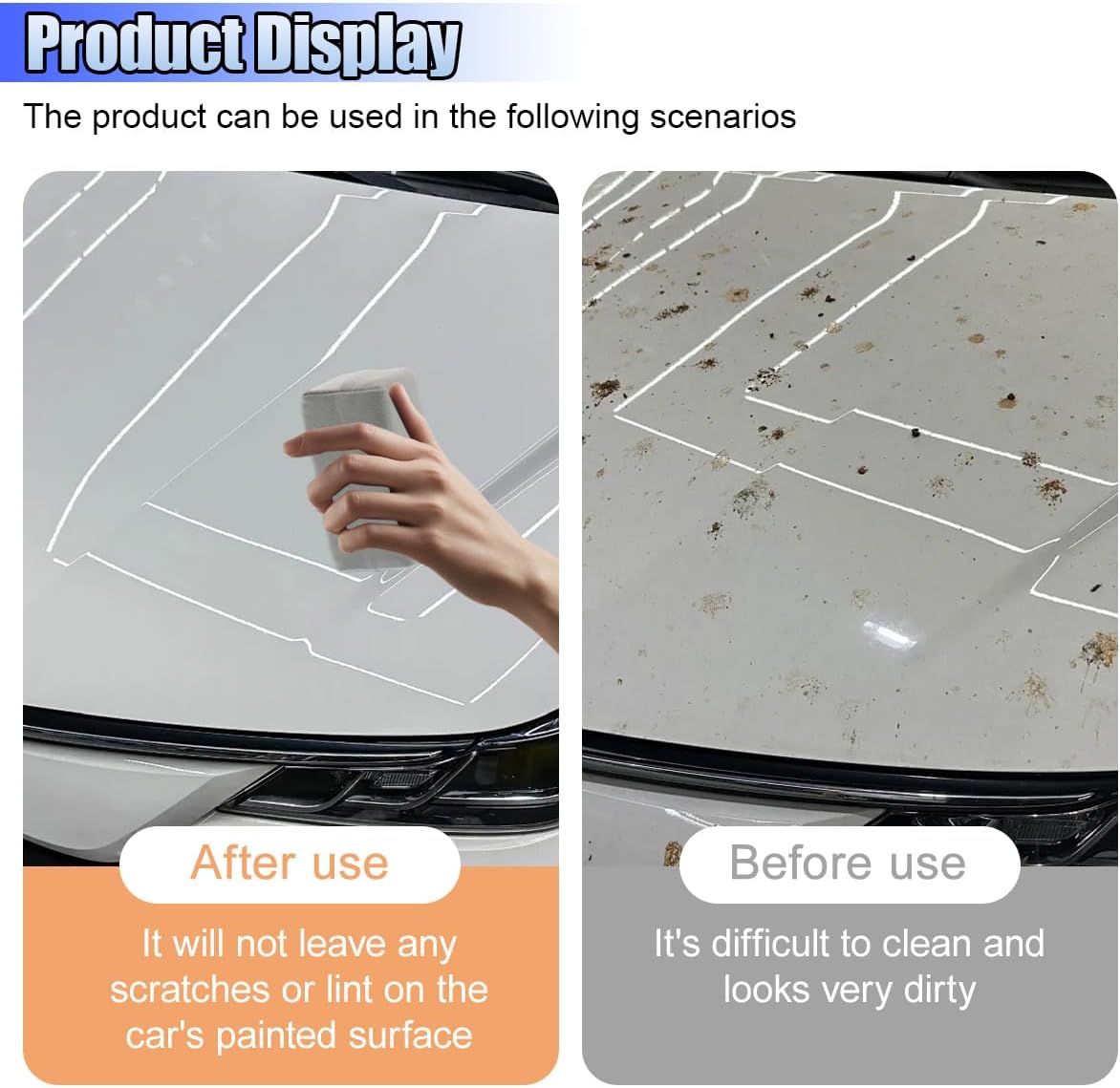 Suede Microfiber Applicator Pad, Multi-Purpose Ceramic Spray Coating Sponge Pads, Car Detailing Sponge for Car Paint, Metal, Plastic Trim, Applying Wax, Sealants, Other Conditioners (2PCS)