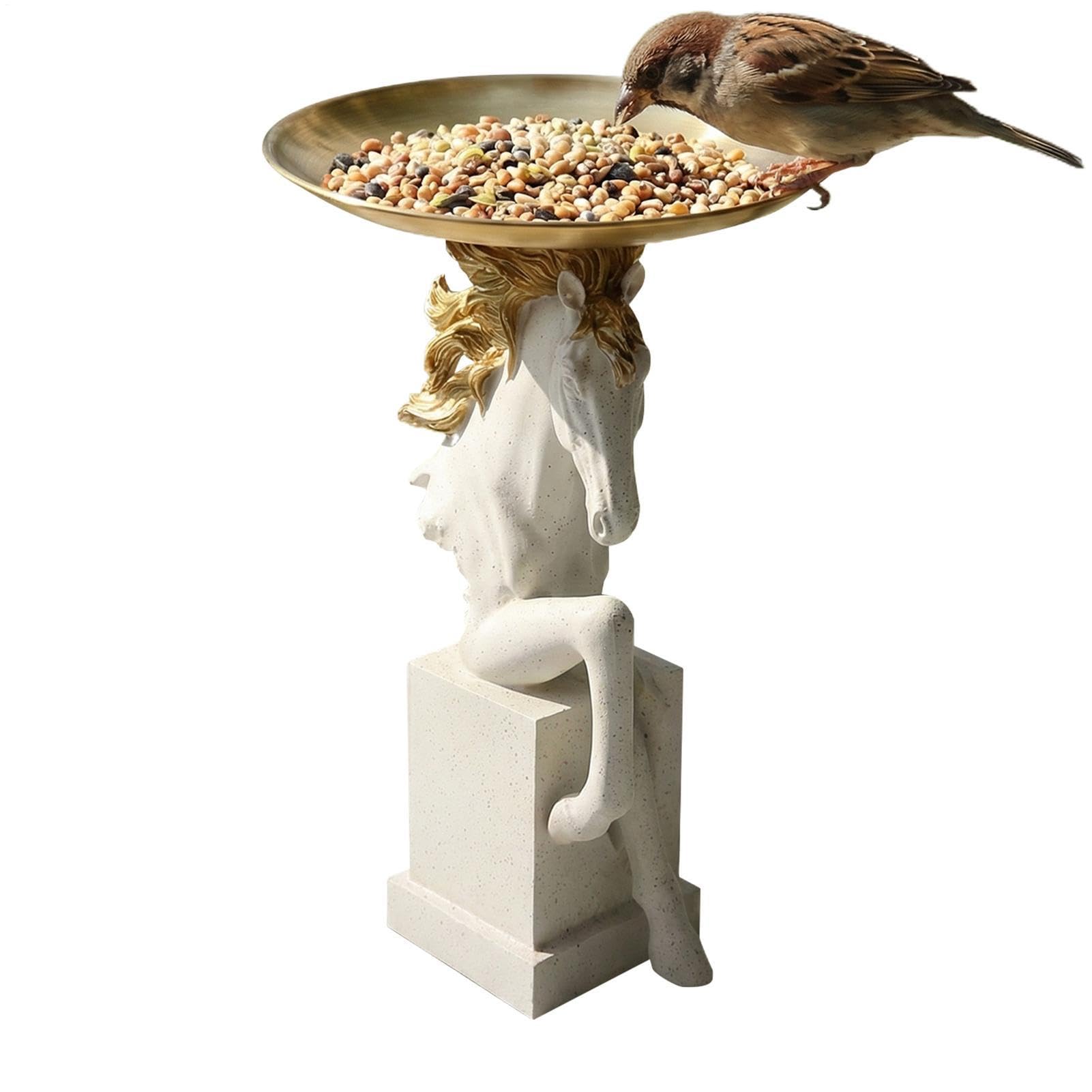 Mangeoire pour oiseaux extérieur résine statue de jardin motif cheval pour cour balcon patio