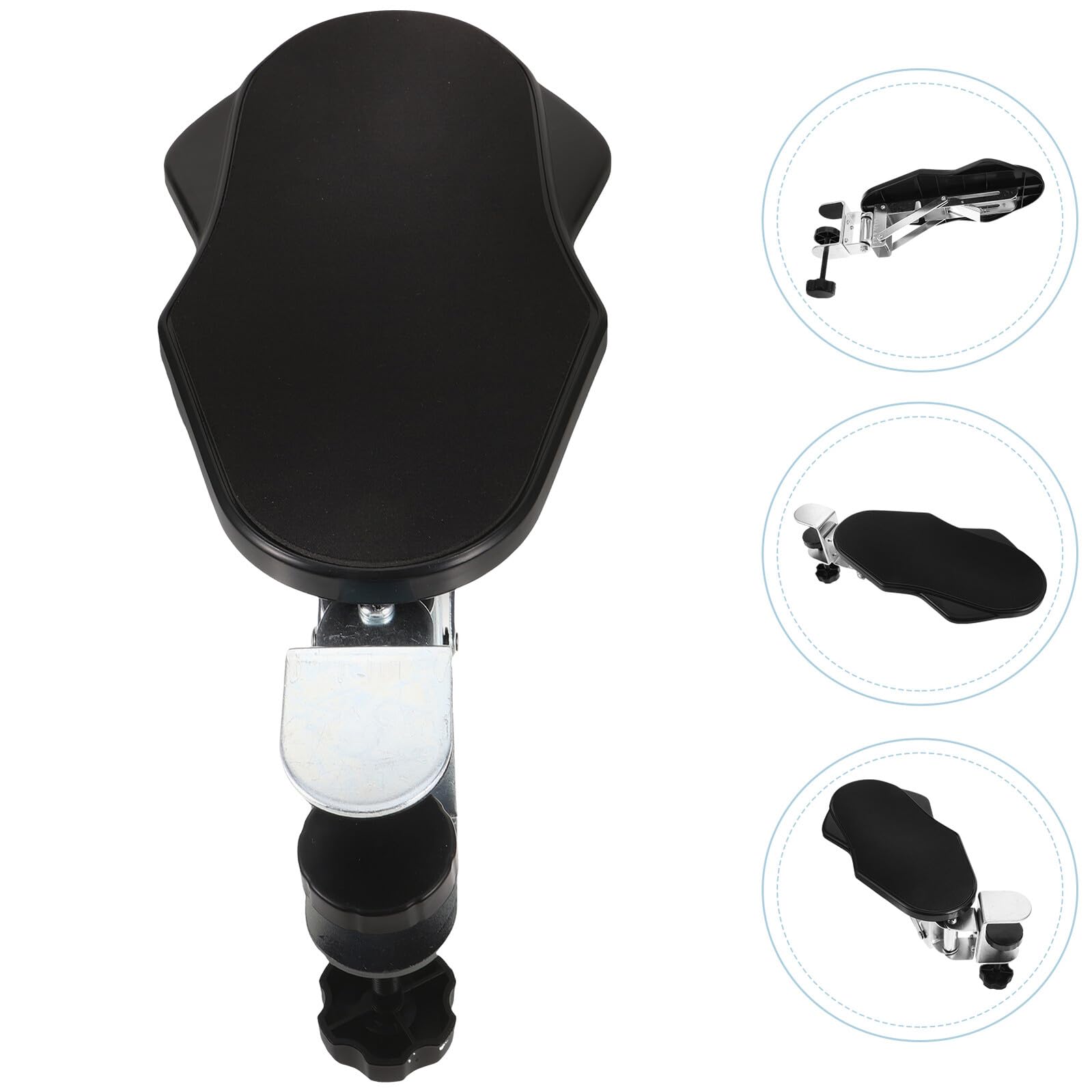 SUPVOX Lot de 2 Repose-Bras Ergonomiques Réglables pour Bureau Support Rotatif Tapis de Souris Intégré Extension de Poste de Travail en Acier Noir pour Ordinateur et Clavier Bureau à