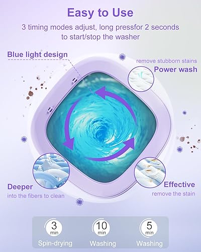 Miniatura 5 de Lavadora portátil, 16 L, pequeña lavadora y secadora portátil, mini cubo plegable para lavadora con cesta de drenaje para apartamento, ropa