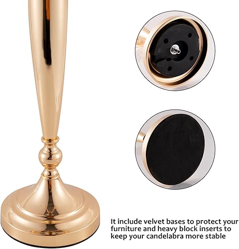 Miniatura 4 de Vincidern Candelabro de 5 brazos, portavelas dorado para centros de mesa de boda, candelabros decorativos de Navidad para el día de San Valentín (28