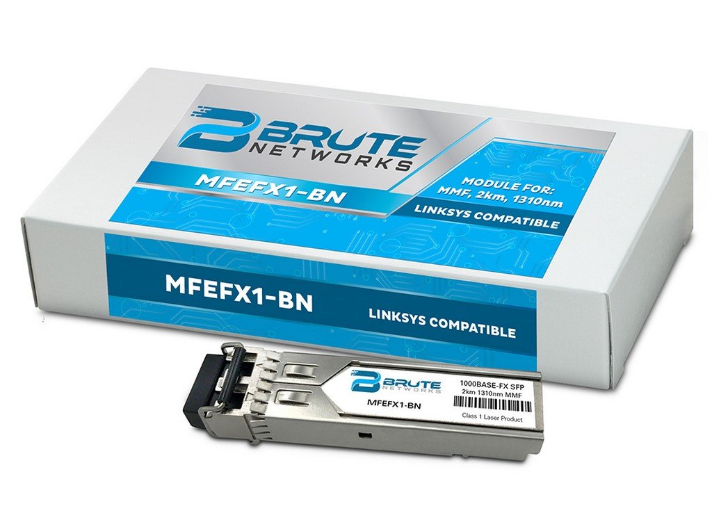 Brute Networks MFEFX1-BN - 100BASE-FX 2km MMF 1310nm SFP Transceiver (Compatible with OEM PN# MFEFX1)