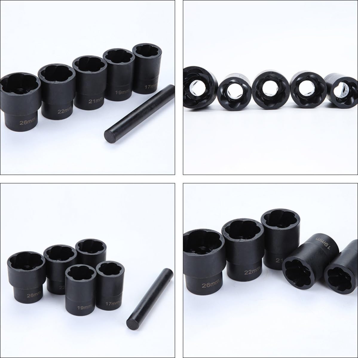 Extractores de Tuercas y Pernos Dañados y Estuche Resistente Juego de 6 de Acero Vanadio Funda Abs para Taller Mecánico