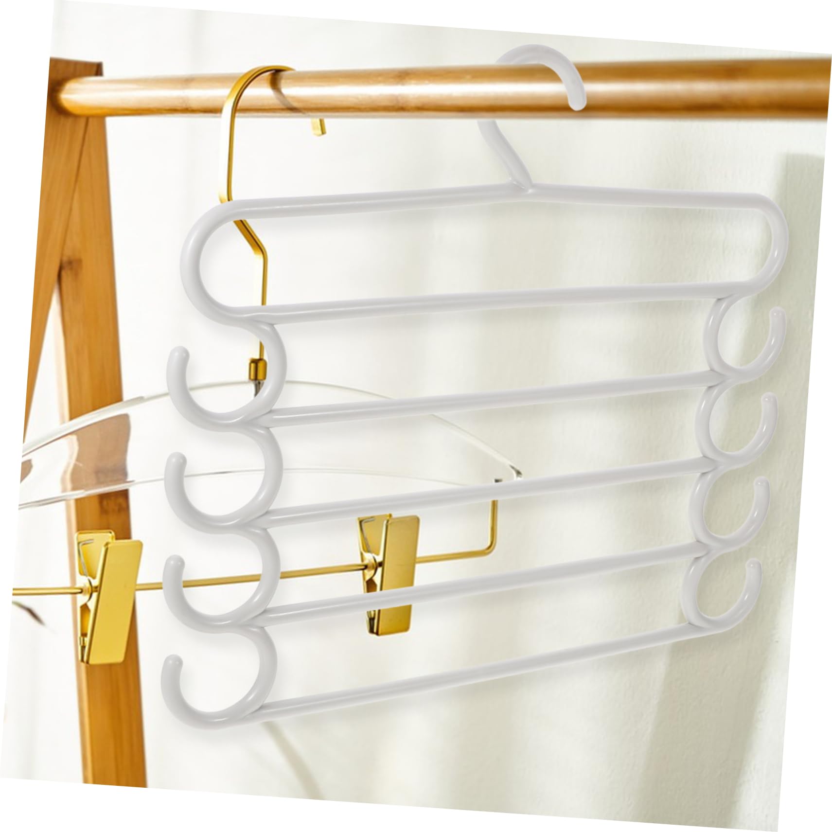HOOTNEE Pcs Space-Saving Pants Hangers Multi-Layer Design for Trousers Scarf Tie Organizer