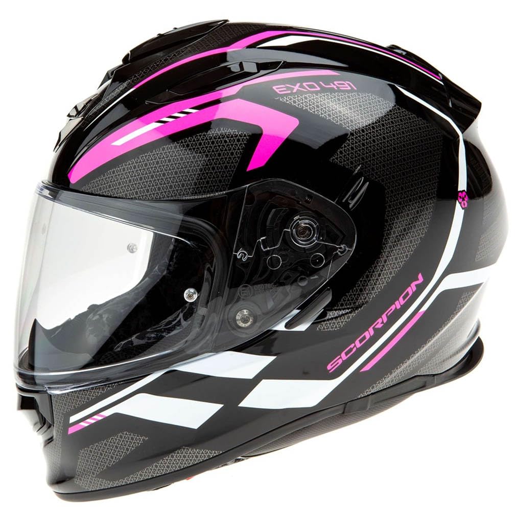 Scorpion Exo 491 Kripta Black Pink | Casco de Moto Integral con Visor Solar | Unisex Hombre y Mujer Homologado ECE 22.06