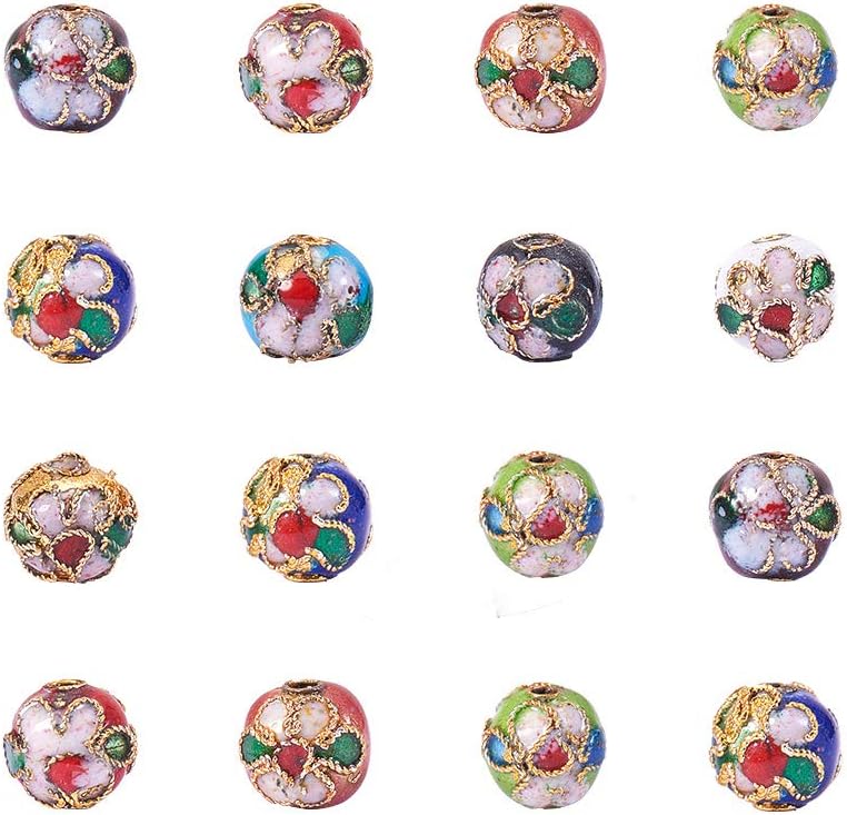 PH PandaHall 120 Pieces 8mm Handmade Round Enamel Cloisonne Beads for DIY Jewelry Making Craft Loose Beads, Mixed Color