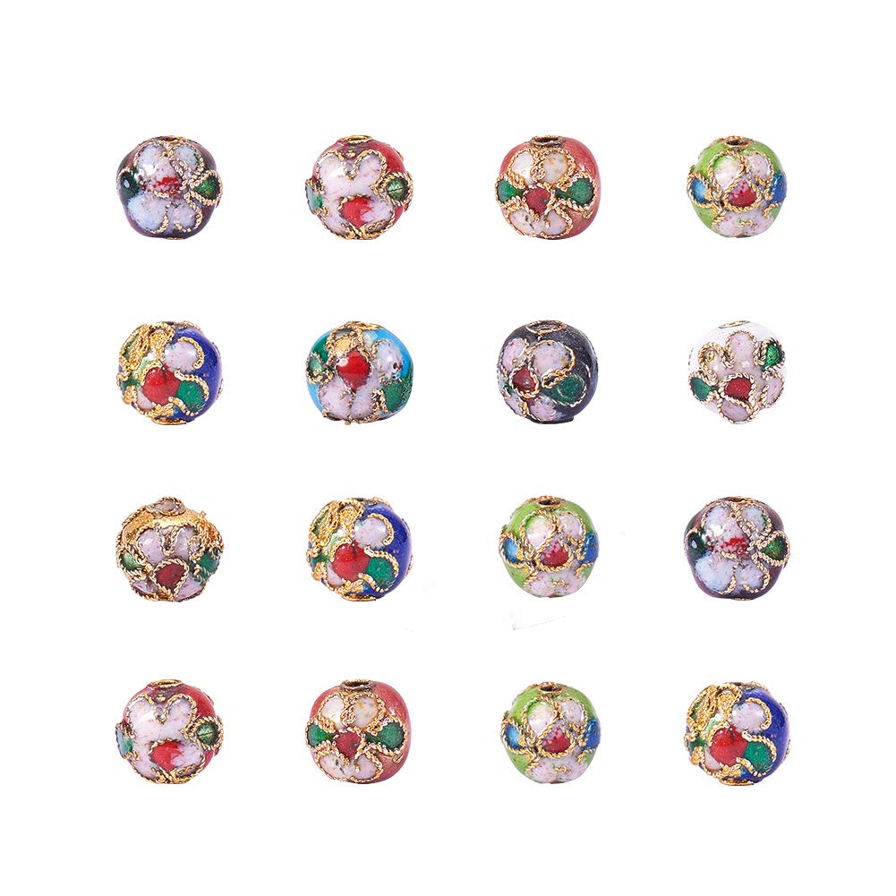 PH PandaHall 120 Pieces 8mm Handmade Round Enamel Cloisonne Beads for DIY Jewelry Making Craft Loose Beads, Mixed Color