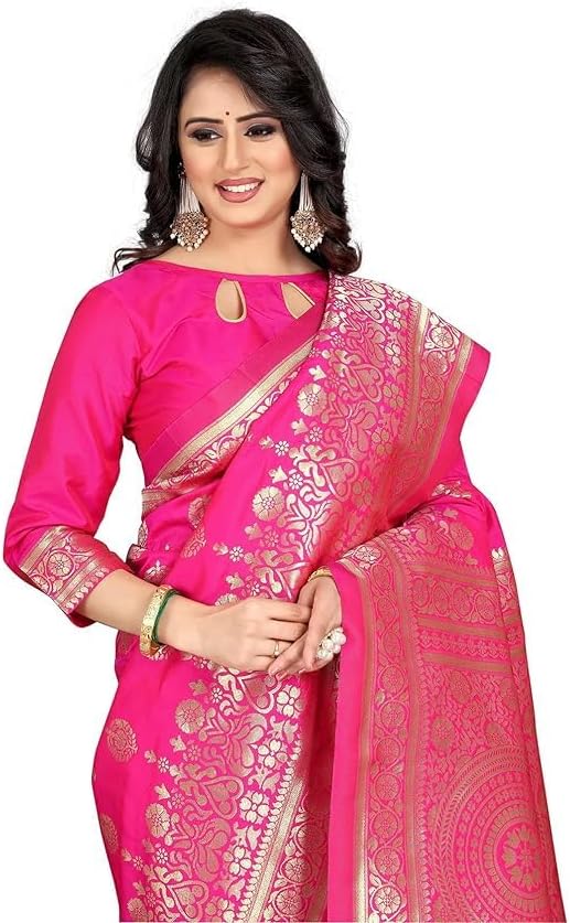 Women's Banarasi Saree Pure Kanjivaram Silk Saree Soft new ladies 2026 Design Wear Pattu Sarees Latest Cotton Party Sari collections With Blouse Piece for Wedding sadi