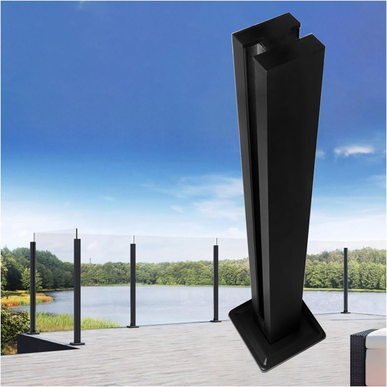 Poteau de balustrade en verre noir pour garde-corps de balcon
