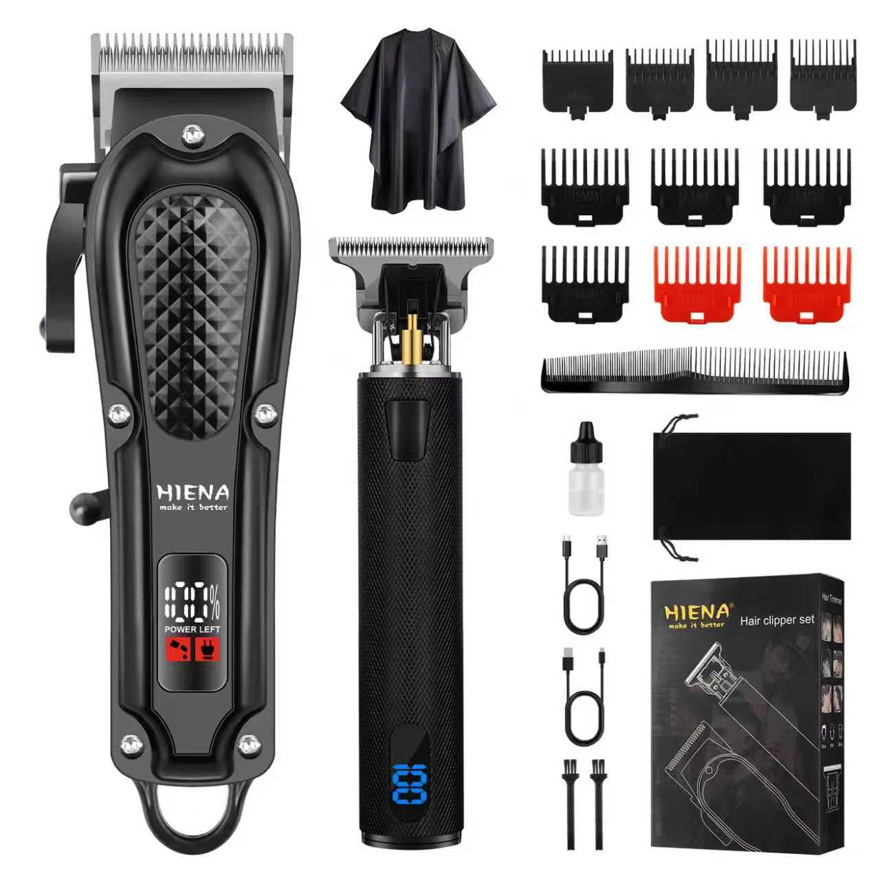 HIENA PRO Professional Hair Clippers Set for Men,Cordless Rechargeable Clippers Set and Trimmers Kit, Haircut Clipper Set for Barbers with LED Display, Gifts for Men-image-23
