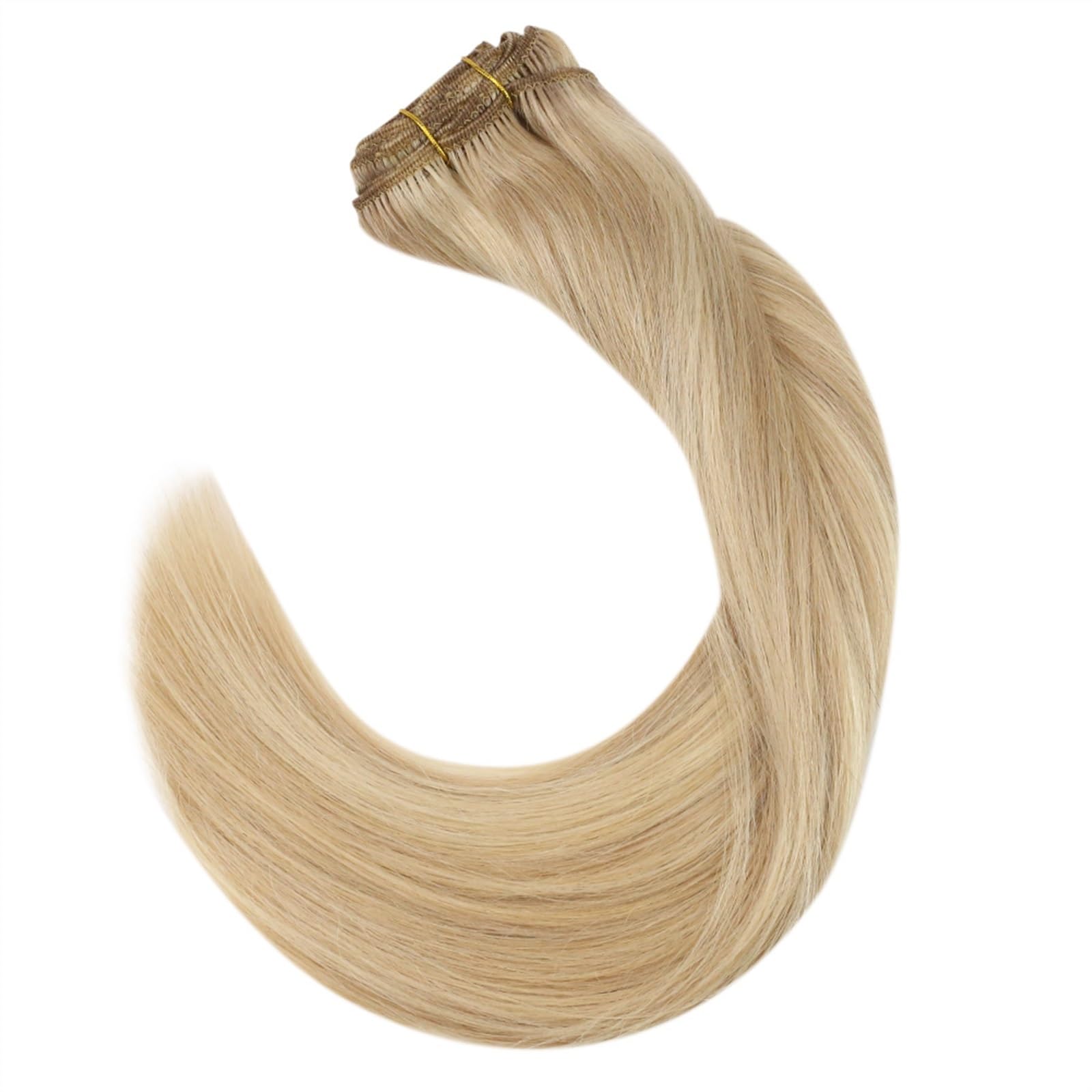 Przedłużanie włosów Clip in Hair Extensions, Balayage Ombre Brown to Dirty Blonde 120g Podwójny wątek Clip in Hair Extensions Prawdziwe ludzkie włosy Proste Remy Hair Clip in Hair Extensions Treska (