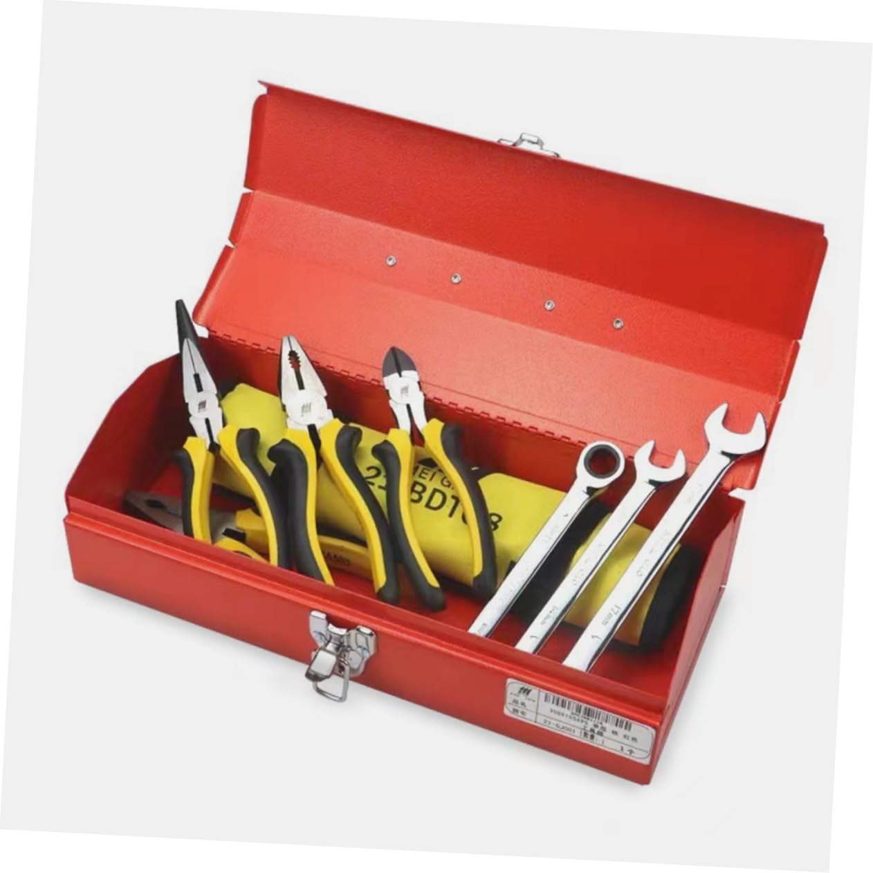 SHINEOFI Cassetta degli Attrezzi in Metallo Rossa, Portatile, in Lamiera Laminata a Freddo, Robusta e Resistente, per Officina e Riparazioni Domestiche
