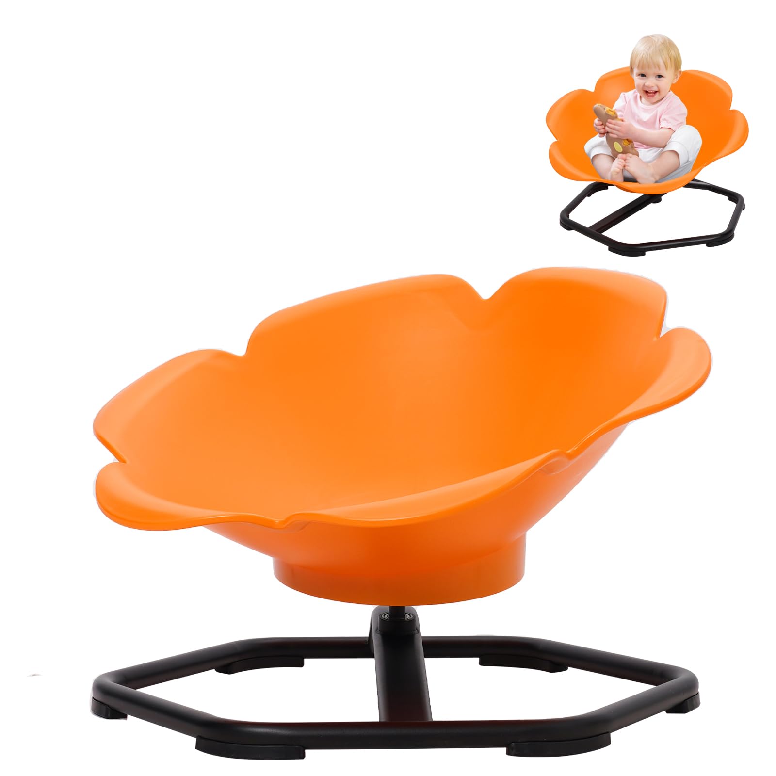 Kinder Drehstuhl für Autismus, Sensorischer Drehstuhl für Training Physische Koordination und Gleichgewicht, 360°-Drehsitz Spielgeräte, Autismus-Sensorikspielzeug für Jungen und Mädchen(Orange)