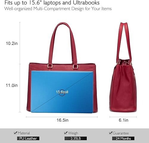 Vista 252 de Bolsa de mano portátil para mujeres, de 15.6”, impermeable, de cuero, para computadora, bolsas para mujeres de negocios, para oficina, bolsa