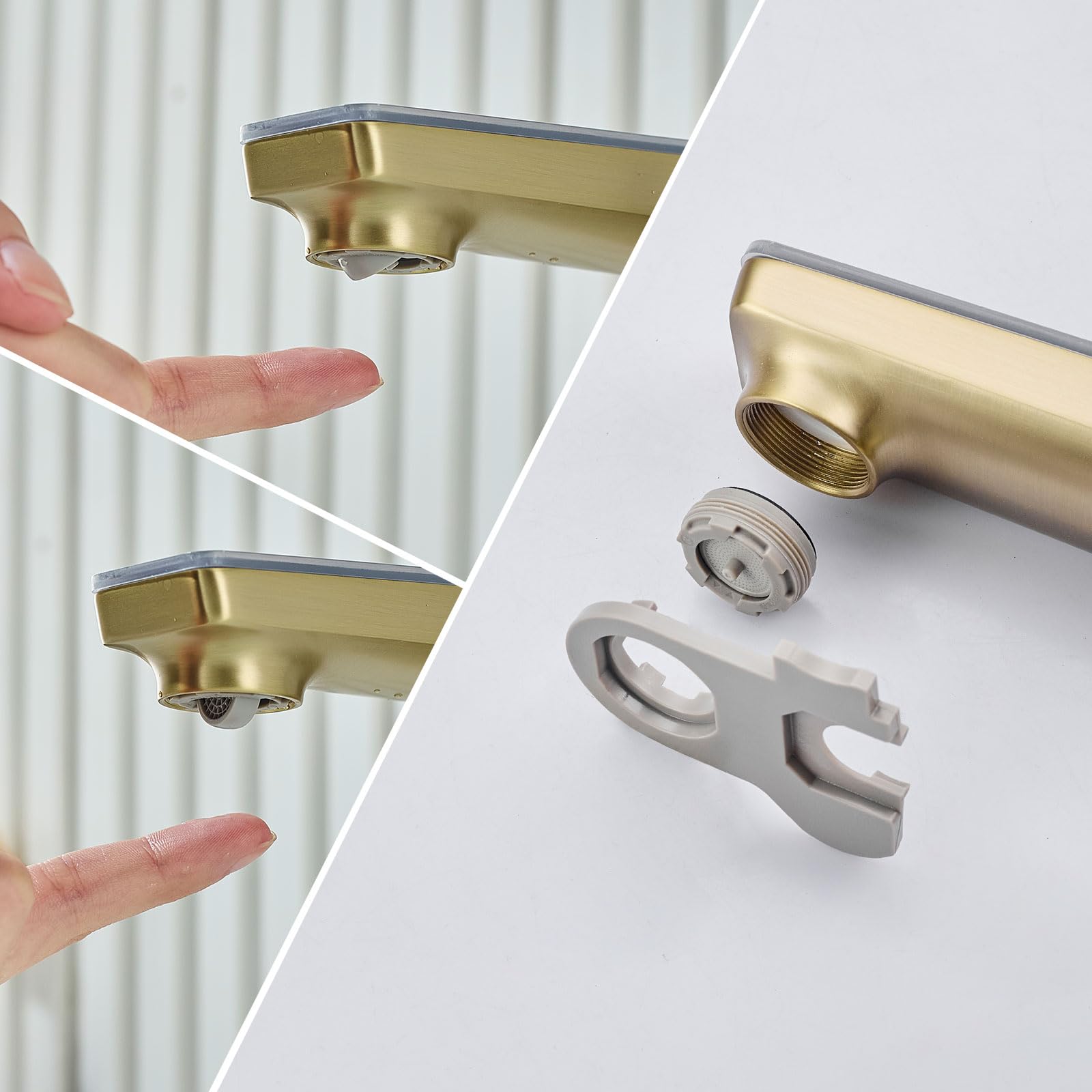 Grifo de baño con indicador de Temperatura LED,Grifo mezclador para baño con caño altura 130 mm, grifo monomando de latón,Dorado
