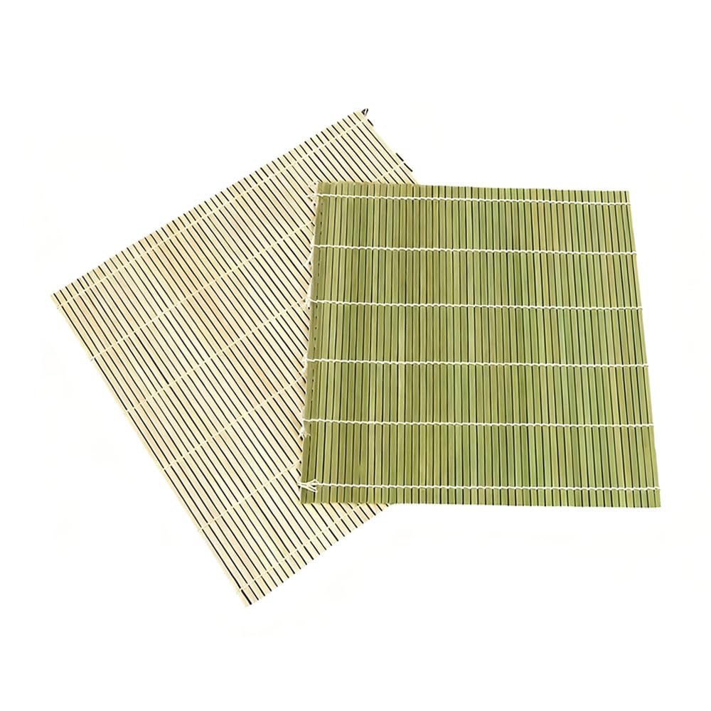 WIOOYIUU Bamboo Roll, 9.4 x 9.4 inches (24 x 24 cm), Green Leather Bamboo, Sushi Mold, Demon Sleam, Compatible with Thick and Fine Rolls, Hand Rolled Sushi Set, For Home Use, Seaweed Rolls, Sushi Roll