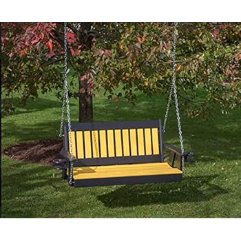 Alternative view of Ecommersify Inc 4FT-Yellow-Poly Lumber Mission Porch Swing with Cupholder arms Heavy Duty Everlasting PolyTuf HDPE - Made in USA - Amish Crafted