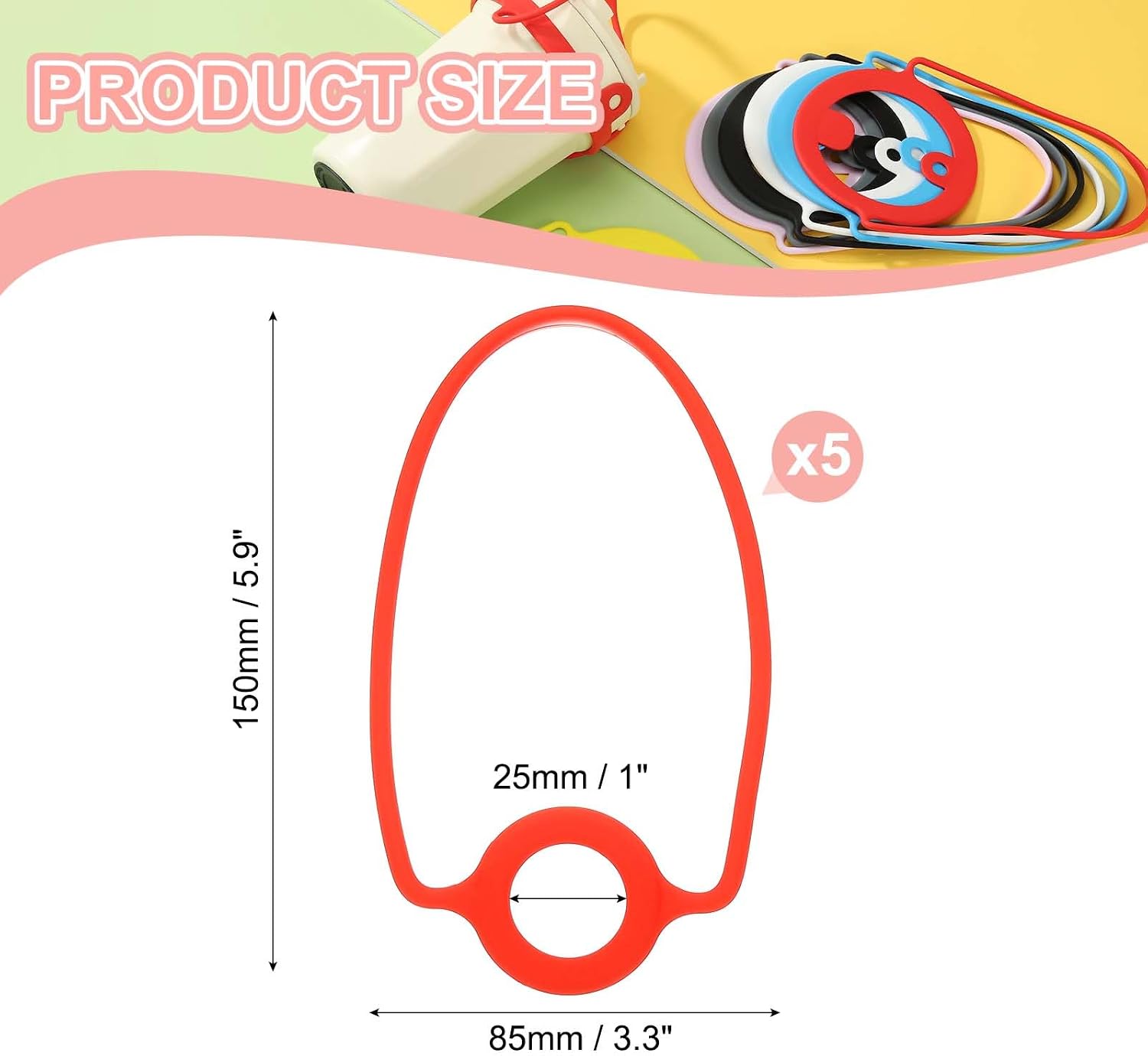 PATIKIL Silicone Water Bottle Lanyard, Reusable Tumbler Strap Water Bottle Handle Holder with Strap for Beverage Carry Traveling Take Out