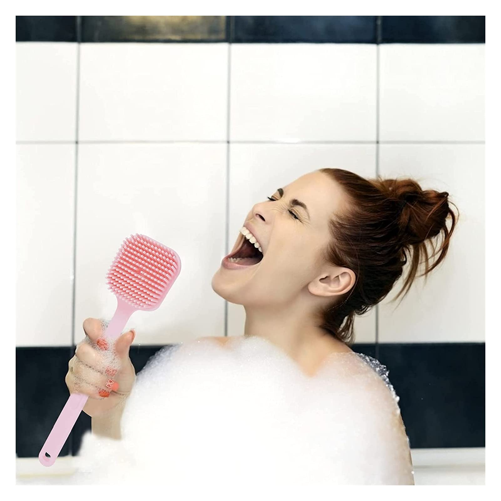 Cepillo Suave para el Cuerpo Cepillo de Limpieza para el Cuerpo Exfoliante de Masaje para la Piel con Mango Largo Cepillos para el baño y el Cuerpo (Color : Pink) (Pink)